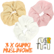 Zestaw gumek muślinowych do włosów MAXI: BIAŁA+CAMEL+PUDROWY RÓŻ, 3 szt., NappiMe